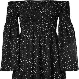 ONEYIM Women's Dress Summer Floral Long Sleeve Off Shoulder Casual Mini Dresses